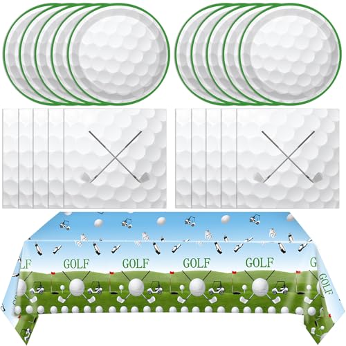 41PCS Golf Party Decorations Golf Sport Themed Party Supplies Include Golf Plates and Napkins Set,Plastic Tablecloth for Birthday Baby Shower Retirement Party,Serve 20 - color: Golf Party