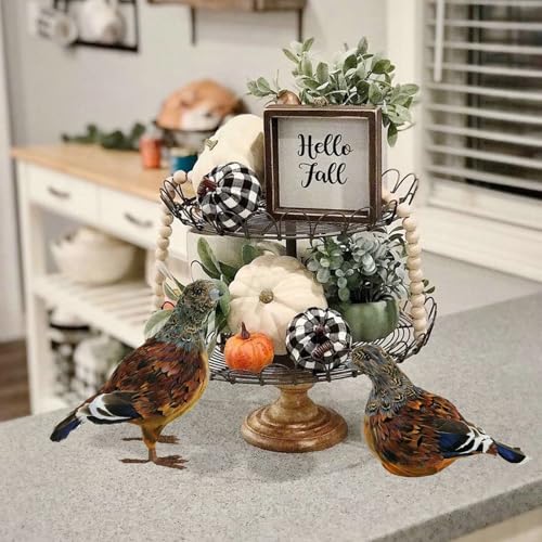 naturevibe 7.5 Inches Feathered Quail Set of 2 Fall Decorations - style: Quail Decor-Set of 2