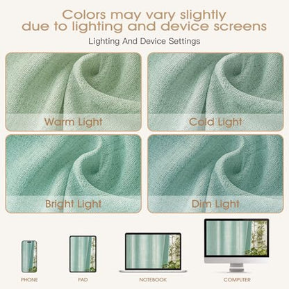 Sage Green Sheer Linen Curtains for Kitchen Bedroom 45 Inches Long - color: Sage Green, size: 35"W x 45"L (Pack of 2)