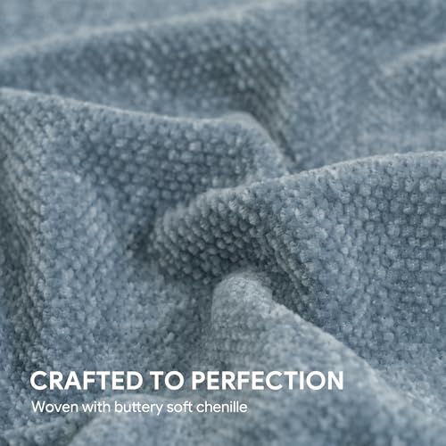 RECYCO Throw Blanket Soft Cozy Chenille Throw Blanket with Fringe Tassel for Couch Sofa Chair Bed Living Room Gift (Dusty Blue, 60'' x 80'') - color: Dusty Blue, size: 60'' X 80''