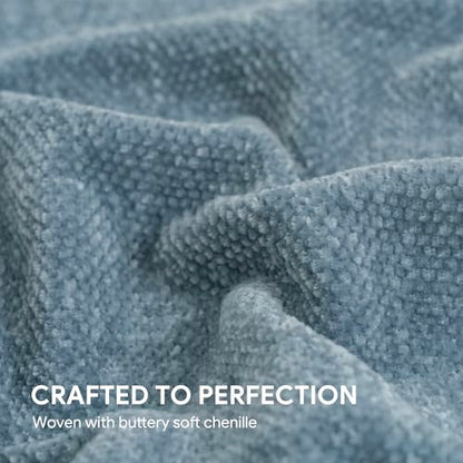 RECYCO Chenille Throw Blanket for Couch, 50"x60", Dusty Blue - color: Dusty Blue, size: 50'' X 60''