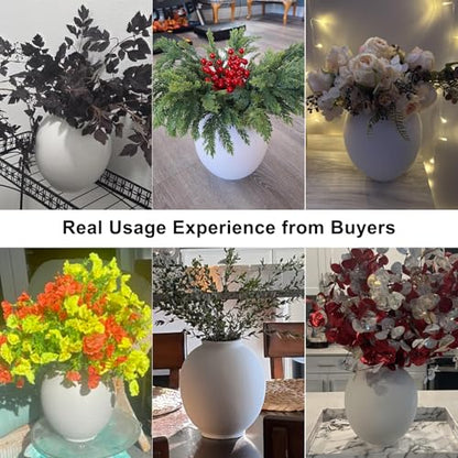 Large Ceramic Vase White Flower Vase,9.8 Inch Tall Big Round Vase - size: 9.84 Inch-large-white