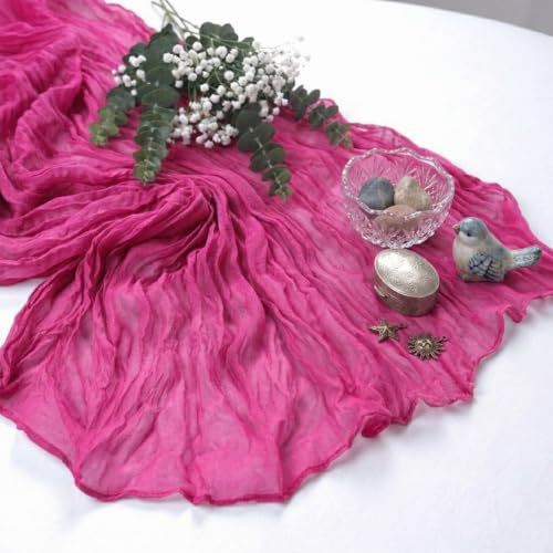 10 Pack Hot Pink Cheesecloth Table Runner 17 x 108 Inch - color: Hot Pink, size: 10Pcs - 9 Ft
