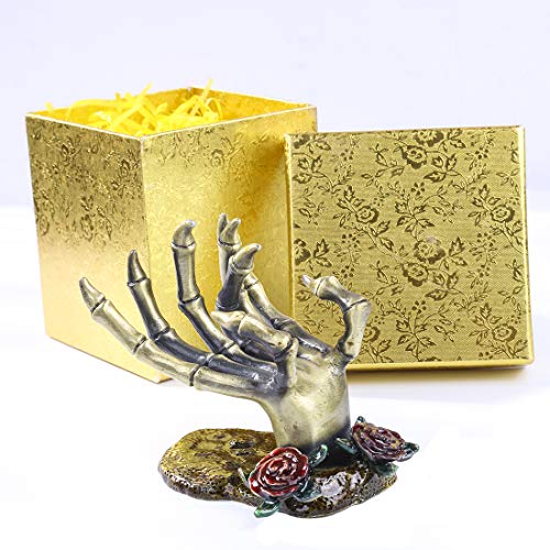YU FENG Gothic Skeleton Hand Jewelry Holder Ring Necklace Display Stand - style: Rose Skeleton Hand