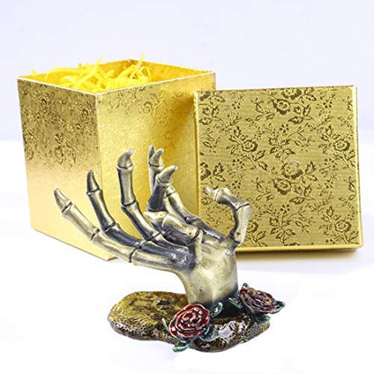 YU FENG Gothic Skeleton Hand Jewelry Holder Ring Necklace Display Stand - style: Rose Skeleton Hand