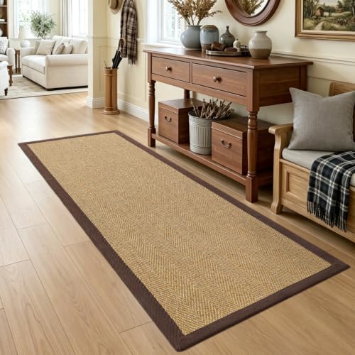 DEXI Jute Runner Rug 3x8, Rug Runners for Hallways, Natural/Brown - color: Natural/Brown, size: 3' x 8' (Runner)