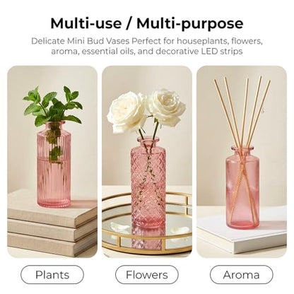 Glass Bud Vases 30 Pack, Small Pink Flower Vases for Centerpieces in Bulk - color: Pink