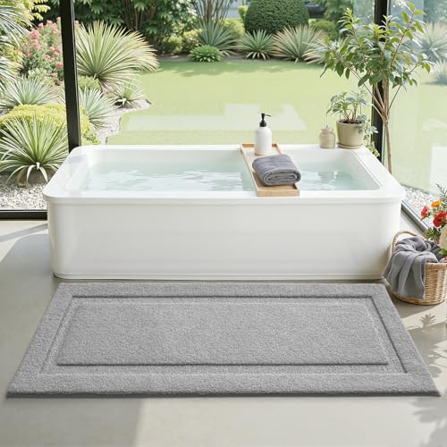 LUMI Ultra Soft Bathroom Runner Rugs, Non Slip Bath Mat 24x60, Grey - color: Grey, size: 24" X 60"