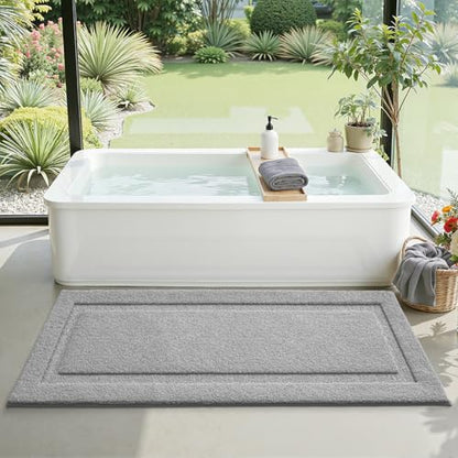 LUMI Ultra Soft Bathroom Runner Rugs, Non Slip Bath Mat 24x60, Grey - color: Grey, size: 24" X 60"