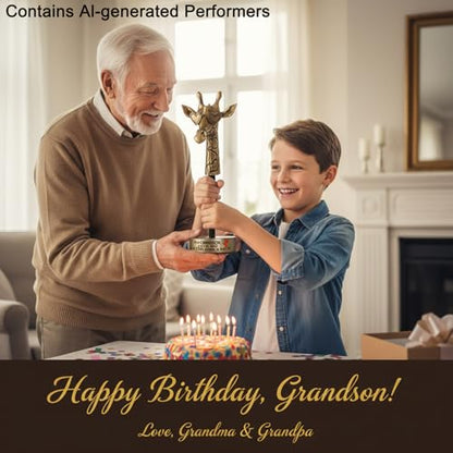 Grandson Gifts from Grandparents, Exquisite Handmade Giraffe Grandson Birthday Gifts from Grandfather Grandmother Funny Home Decor, Great Grandpa Grandma Present for Children's Day - style: TO MY GRANDSON
