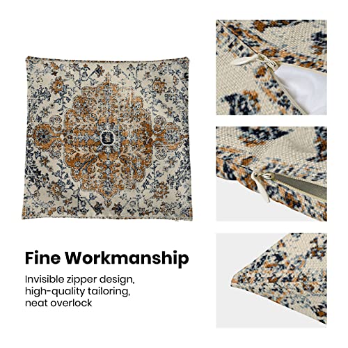 Blue Gold Carpet Pattern Boho Pillow Covers 18x18 Set of 2 - color: Boho-11, size: 18" x 18" (Pack of 2)