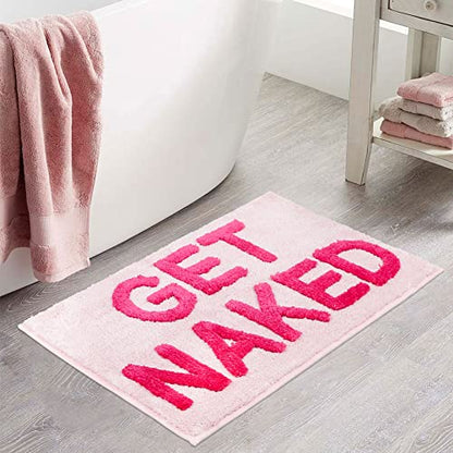 Zeeinx Get Naked Bath Mat Pink Cute Funny Bathroom Rugs 20”x32” - color: Pink, size: 1'8" x 2'8" (Rectangular)