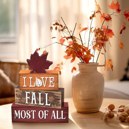 Yousoontic 4 Pcs Fall Maple Leaf Figurines Set, Rustic Farmhouse Decor - style: Autumn Maple Leaf