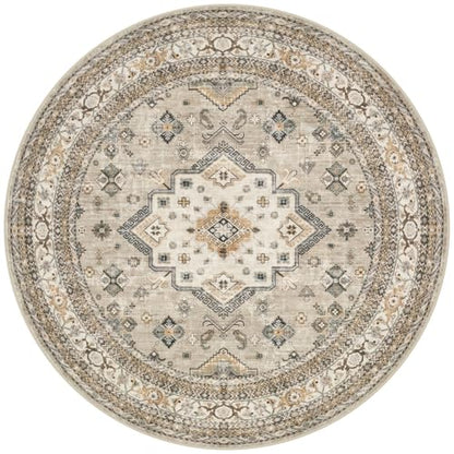 cotiled 6ft Round Living Room Area Rug, Washable, Traditional, Beige - color: Beige, size: 6' (Round)