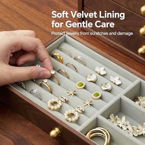 Wooden Jewelry Box for Women Men, 4 Drawers - size: 4 drawers