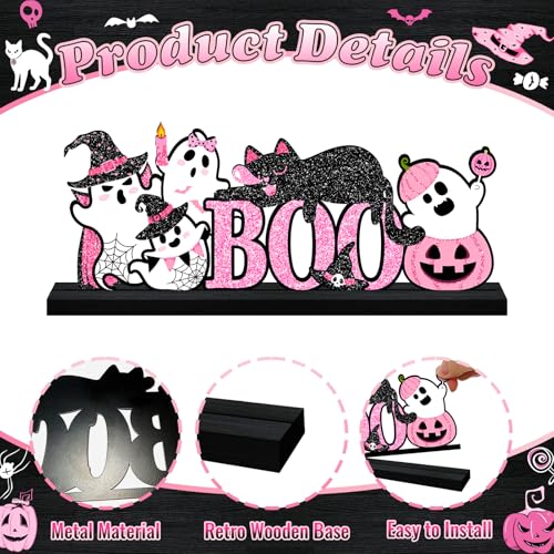 Halloween Pink Table Decorations Centerpiece, Metal Table Sign - style: Pink Ghosts
