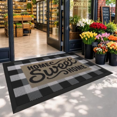 LUMI Outside Welcome Door Mat 32x47, Non-Slip Durable Rubber Easy Clean - color: Sweet Home, size: 32"x47"