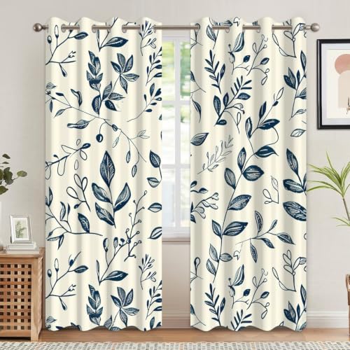 Botanical Blackout Curtains for Bedroom 84 Inches Long - color: Botanical-a