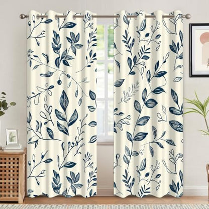Botanical Blackout Curtains for Bedroom 84 Inches Long - color: Botanical-a