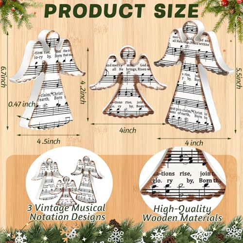Redbaker 3 Pcs Christmas Wooden Angel Table Decor with Musical Carols - style: Angel