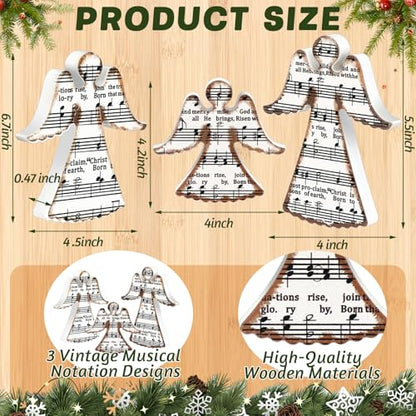 Redbaker 3 Pcs Christmas Wooden Angel Table Decor with Musical Carols - style: Angel