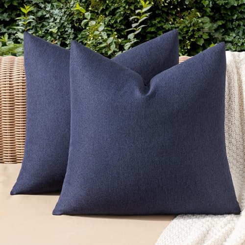 MIULEE Decorative Outdoor Pillow Covers Waterproof 16x16 Navy - color: Navy, size: 16" x 16" (Pack of 2)