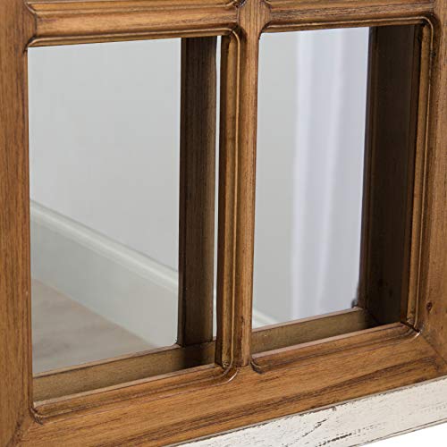 Kate and Laurel Boldmere Large Traditional Wood Windowpane Arch Mirror, 28x44, Rustic Brown and White - color: White/Brown, size: 44"L x 28"W