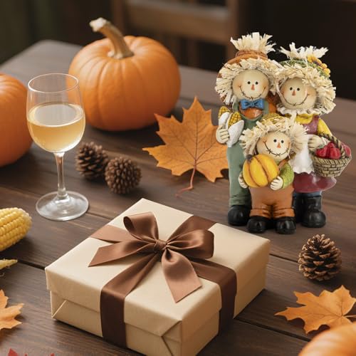 Hodao Fall Scarecrow Family Figurine, Autumn Harvest Thanksgiving Decor - color: Scarecrow Family Figurines