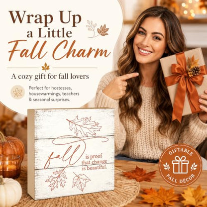 Fall is Proof That Change is Beautiful Sign | Minimal Leaf Wall Art - color: FALL27
