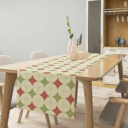 Christmas Table Runner, Retro Mid Century Abstract Geometric Stars Pattern Boho 1960s Atomic Modern Print Table Runner for Holiday Home Picnic Party Wedding Buffet Parties Camping 13x36 Inch - color: Mid Century-3, size: W13"x L36"