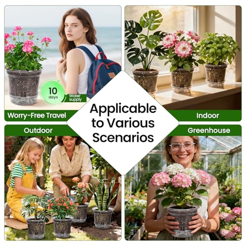 MIXC 12 Pack 6.5 Inch Self Watering Pots for Indoor Plants-Clear Plastic - size: 6.5 Inch (12 Pack)
