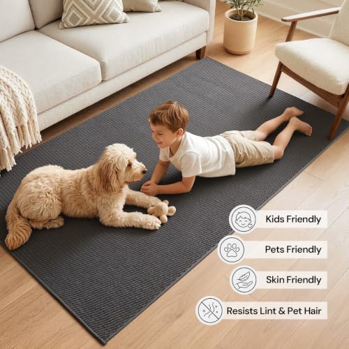 Sunfly 2x3 Entryway Rug with Non Slip Rubber Backing Dark Grey - color: Dark Grey, size: 2' x 3' (Rectangular)