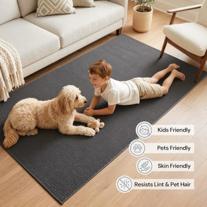 Sunfly 2x6 Runner Rug with Non Slip Rubber Backing Dark Grey - color: Dark Grey, size: 2' x 6' (Rectangular)