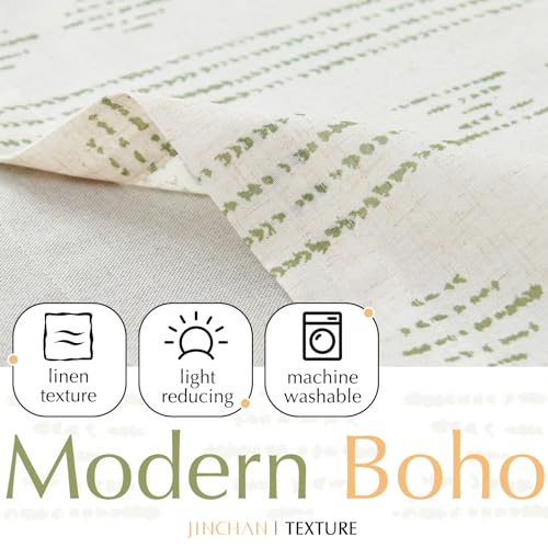 jinchan Striped Valance 18 Inch Modern Boho 1 Panel Green on Linen - color: Boho Green on Linen, size: 50"W x 18"L (Pack of 1)