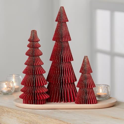 Your Heart's Content Set of 3 Red Honeycomb Paper Trees (Medium Set 3 Red) - color: Medium Set 3 Red