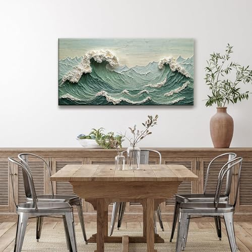 Sea Wave Abstract Wall Art Picture For Bedroom Modern Wall Art 20"X 40" - color: green., size: 40"L x 20"W