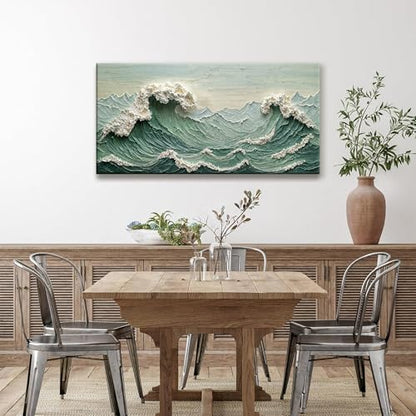Sea Wave Abstract Wall Art Picture For Bedroom Modern Wall Art 20"X 40" - color: green., size: 40"L x 20"W