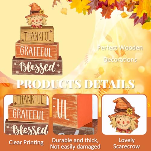 4 Pcs Fall Scarecrow Decor for Home Thanksgiving Scarecrow Centerpiece Sign - style: Funny Scarecrow
