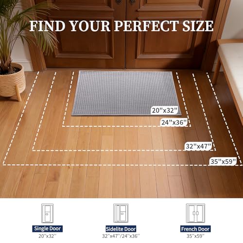 YIHOUSE Indoor Door Mat 20" x 32", Non-Slip Washable Entryway Mat, Dirt Trapper Absorbent Entrance Mat, Low Profile Floor Mat for Front/Back Door, Entryway, Light Grey ﻿ - color: Light Gray, size: 20"x32" (Rectangular)