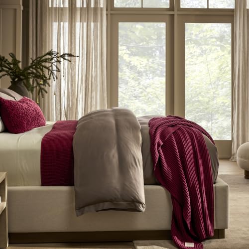 BOLL & BRANCH Sunday Throw Blanket - 70" x 45" - Holly - 100% Organic Luxury Cotton Brand