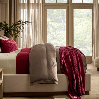 BOLL & BRANCH Sunday Throw Blanket - 70" x 45" - Holly - 100% Organic Luxury Cotton Brand