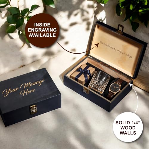 Personalized Wooden Keepsake Box, Custom Engraved Memory Box with Lid - style: 1. Your Text Here