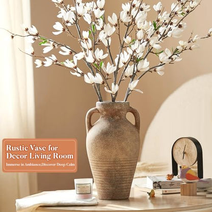 Ceramic Vase with Handles,11 inch Tall Brown Terracotta Vase - size: 11 Inch-brown-rustic