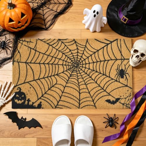 Halloween Welcome Mat Scary Web Non-Slip Front Door Mat, 17x29 in - color: Scary Web