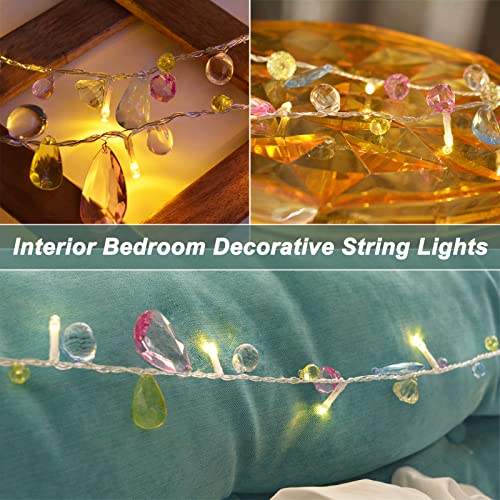 Battery Fairy String Lights Acrylic Gems Jewels String Lights with Remote