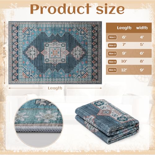 Boho Persian 5x7 Teal Blue Area Rug for Living Room Dining Room Office Bedroom - color: Fresh Teal & Blue, size: 5 x 7 feet