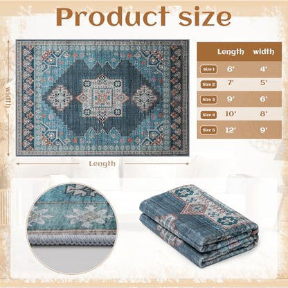 Boho Persian Area Rug, Teal Blue, 8x10 - color: Fresh Teal & Blue, size: 8 x 10 feet