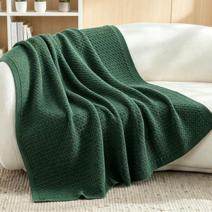 Whale Flotilla Summer Chunky Chenille Knit Throw Blanket for Couch Bed Sofa - color: Deep Green, size: Throw(50x60 Inch)