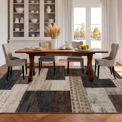 Modern Geometric Easy Jute Living Room Area Rug 8x10, Brown Outdoor Rug - color: Brown, size: 8x10ft