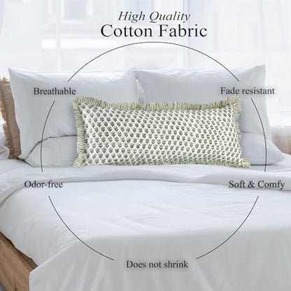 CPC Emerald Green Block Print Ruffle Sham Pillow Cover 14x36 Inch Pack of 1 - color: Emerald Green, size: 36" x 14" (Pack of 1)